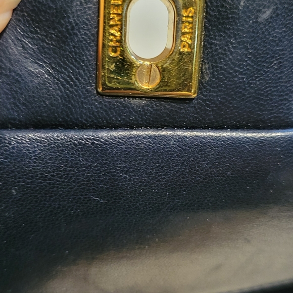 Chanel Quilted Lambskin Dark Blue Classic Double Flap Medium Bag Gold Hardware - Picture 9 of 16